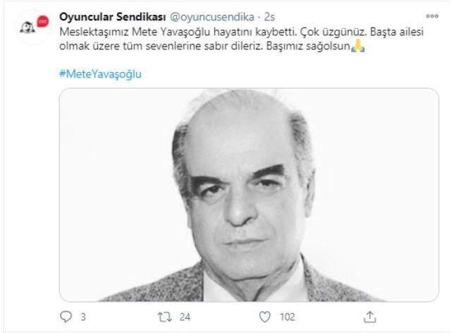 Ünlü oyuncu Mete Yavaşoğlu hayatını kaybetti