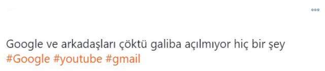 YouTube ve Gmail gibi birçok Google servisine erişim sorunu yaşanıyor