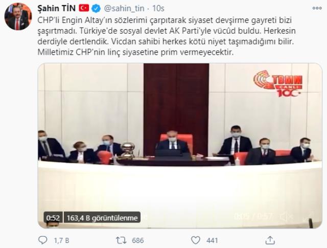 CHP'li Altay'ın 'Milletin aç midesine sadece kuru ekmek giriyor' sözlerine AK Partili Tin'den yanıt: O zaman aç değiller