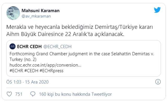 AİHM Büyük Dairesi, Selahattin Demirtaş hakkındaki kararını 22 Aralık'ta açıklayacak