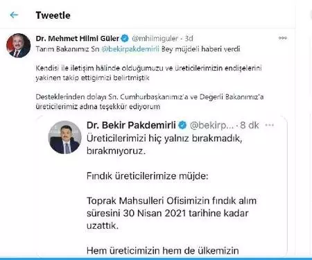 Son dakika haber... Başkan Güler'den Bakan Pakdemirli'ye 'süre uzatım' teşekkürü
