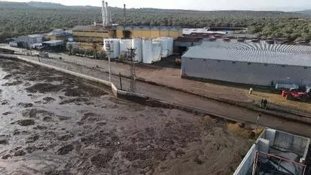 Pirina fabrikası depolama havuzunun duvarı yıkıldı, tonlarca atık çevreye yayıldı