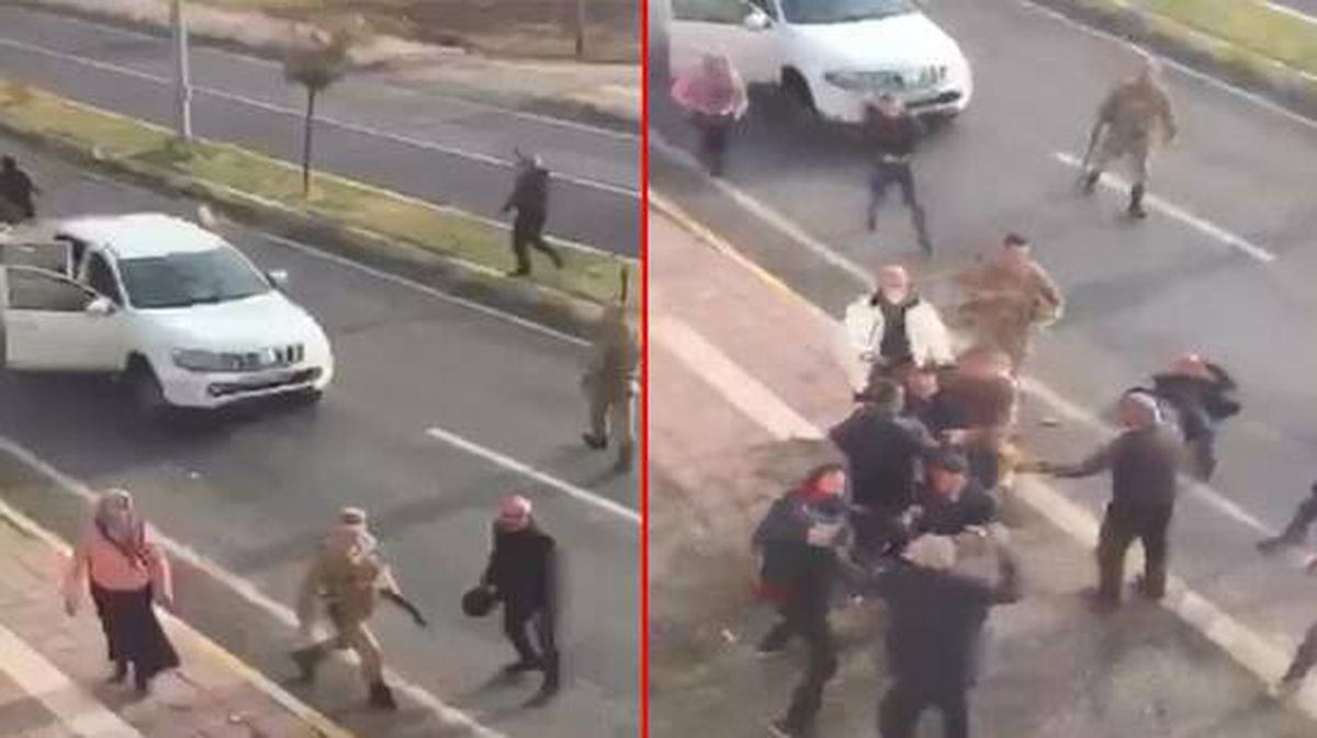 İki ailenin silahlı kavgası kamerada! Jandarma tarafları zor ayırdı