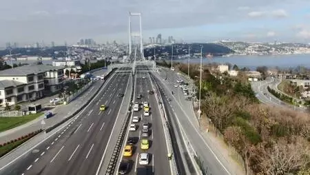 (Havadan fotoğraflarla ) 15 Temmuz Şehitler Köprüsü'nde kısıtlama denetimi (Havadan fotoğraflarla ) 15 Temmuz Şehitler Köprüsü'nde kısıtlama denetimi