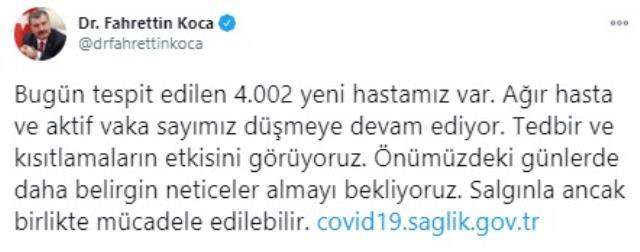 Son Dakika: Tedbirler işe yaradı, vaka ve ölüm sayıları düşüşe geçti: Bugün 22 bin 195 yeni hasta tespit edildi, 241 kişi vefat etti