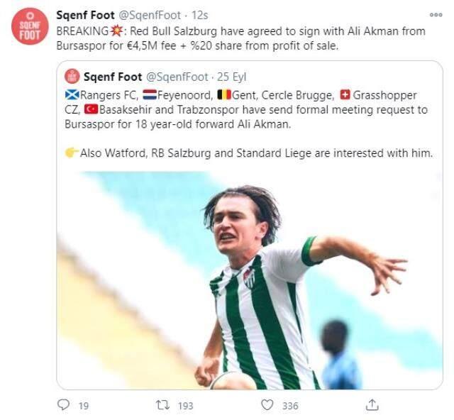 Ali Akman'ın Salzburg'a transferini duyuran Twitter hesabı sahte çıktı Ali Akman'ın Salzburg'a transferini duyuran Twitter hesabı sahte çıktı