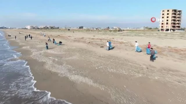 Mersin'de deniz kaplumbağalarının yuvalama alanı temizlendi