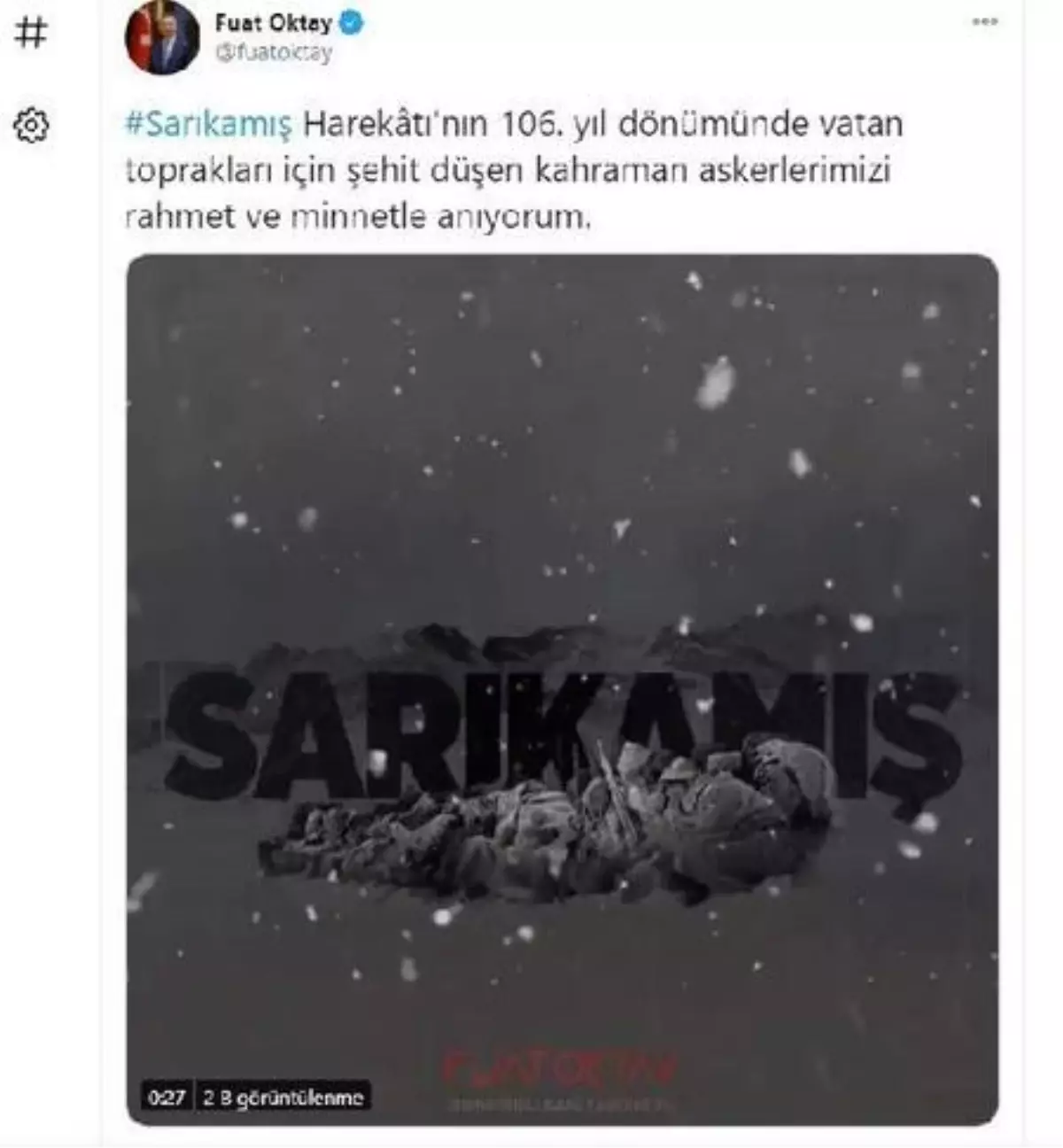 Cumhurbaşkanı Yardımcısı Oktay'dan 'Sarıkamış' mesajı