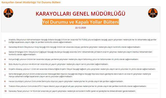 Günlük Yol Durumu ve Trafik Yoğunluğu | Bugün hangi yollar kapalı, trafik nasıl? Son Dakika Güzergah Analizi