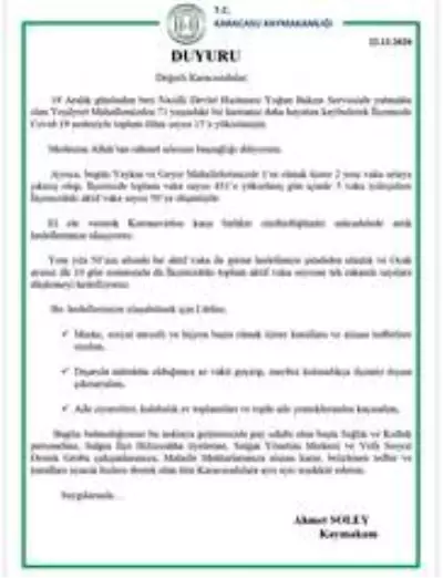 Korona, Karacasu'da 1 can daha aldı