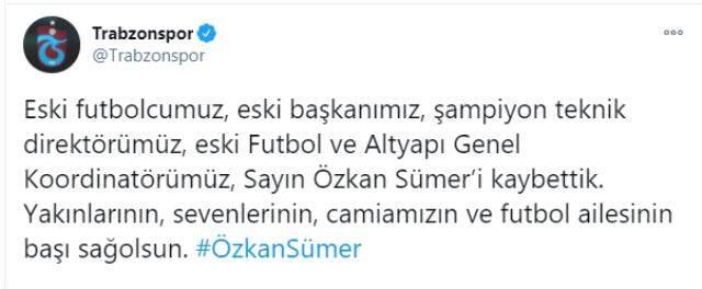 Son Dakika! Trabzonspor efsanesi Özkan Sümer hayatını kaybetti Son Dakika! Trabzonspor efsanesi Özkan Sümer hayatını kaybetti