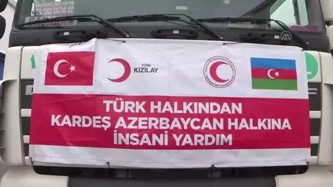 Türk Kızılay ve Azerbaycan Türkiye İşadamları Birliğinden Azerbaycan'a 7 tır insani yardım Türk Kızılay ve Azerbaycan Türkiye İşadamları Birliğinden Azerbaycan'a 7 tır insani yardım