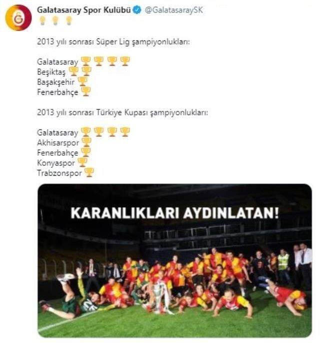 Galatasaray ile Fenerbahçe arasındaki mesaj düellosu sürüyor! Sarı-kırmızılılardan kupalı mesaj