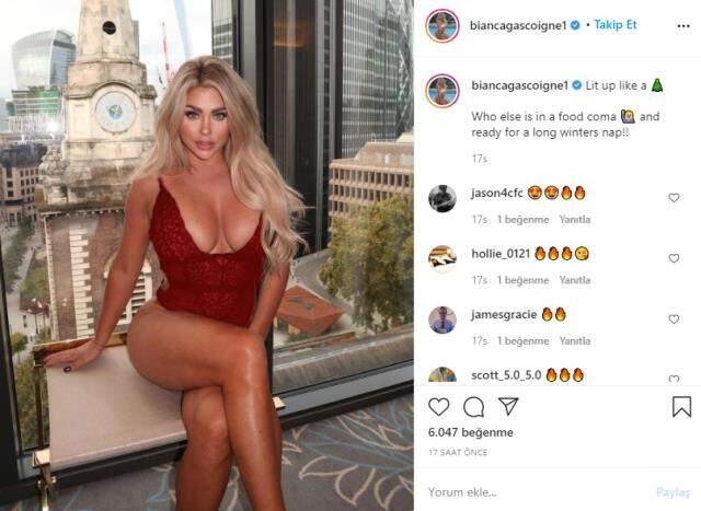 Efsane futbolcunun kızı Bianca Gascoigne, iç çamaşırlı pozuyla nefesleri kesti Efsane futbolcunun kızı Bianca Gascoigne, iç çamaşırlı pozuyla nefesleri kesti