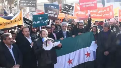 Rasulayn halkı, elektrik kaynaklarının kontrolünü elinde tutan terör örgütü YPG/PKK'yı protesto etti