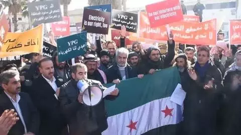 Rasulayn halkı, elektrik kaynaklarının kontrolünü elinde tutan terör örgütü YPG/PKK'yı protesto etti