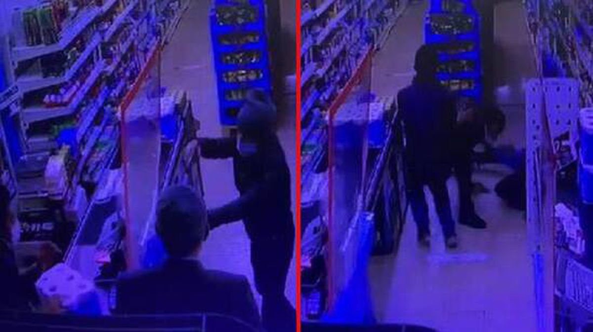 Alışveriş için gittiği markette silahlı soygunu önledi