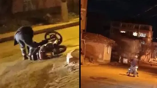 Alkollü olduğu iddia edilen motosikletlinin tehlikeli yolculuğu kamerada Alkollü olduğu iddia edilen motosikletlinin tehlikeli yolculuğu kamerada