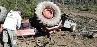 Freni boşalan traktör takla attı: 1 yaralı