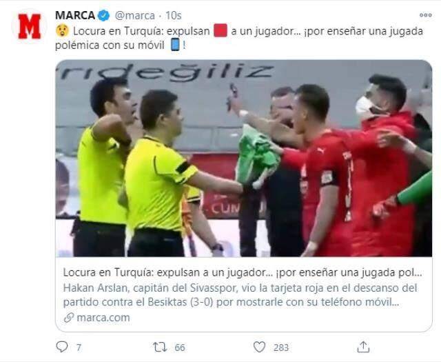 Hakan Arslan'ın hakeme telefon göstermesi Avrupa basının gündeminde Hakan Arslan'ın hakeme telefon göstermesi Avrupa basının gündeminde