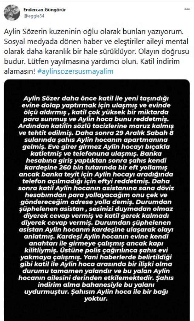 Aylin Sözer'in ailesi katin sevgili iddialarını yalanladı