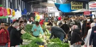 Çanakkale'de pazar yerlerinde sosyal mesafe unutuldu