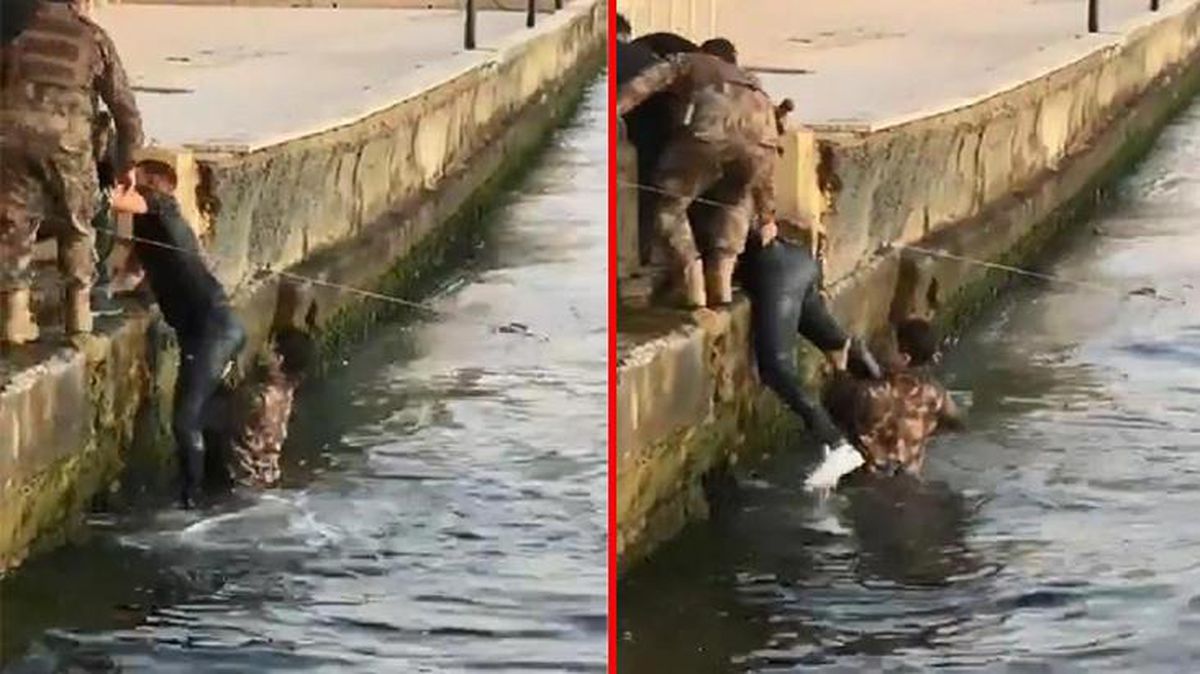 Denize düşen turisti kahraman polisimiz kurtardı! O anlar kamerada