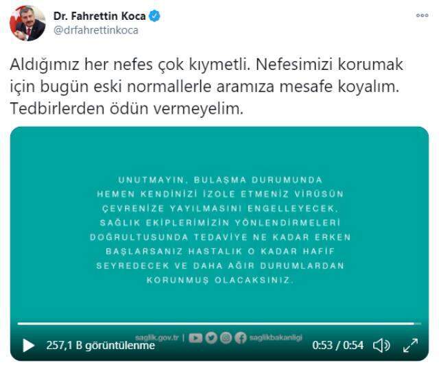 Bir saat arayla paylaştı! Bakan Koca'dan art arda dikkat çeken koronavirüs uyaları