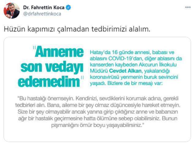 Bir saat arayla paylaştı! Bakan Koca'dan art arda dikkat çeken koronavirüs uyaları