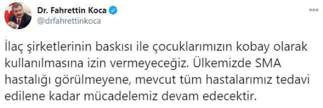 Son Dakika! Bakan Koca'dan SMA hastaları için başlatılan kampanyaya tepki: Buna hiç kimsenin alet olmaması gerekir Son Dakika! Bakan Koca'dan SMA hastaları için başlatılan kampanyaya tepki: Buna hiç kimsenin alet olmaması gerekir