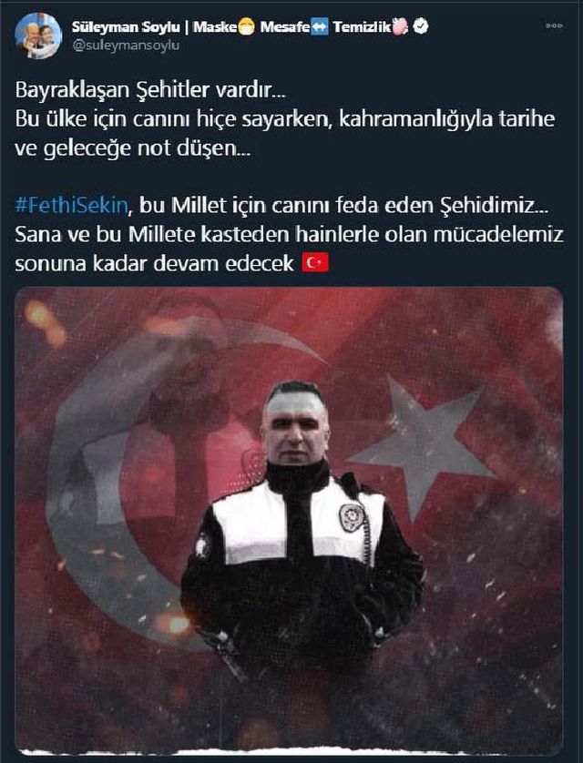 Son dakika gündem: Bakan Soylu'dan 'Fethi Sekin' paylaşımı