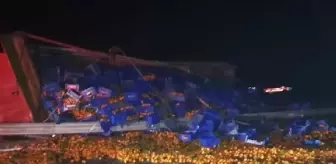 Çanakkale'de meyve yüklü kamyon devrildi: 1 yaralı