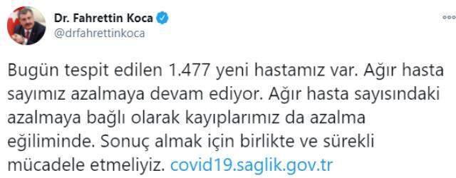 Son Dakika: Türkiye'de 5 Ocak günü koronavirüs nedeniyle 194 kişi vefat etti, 14 bin 494 yeni vaka tespit edildi