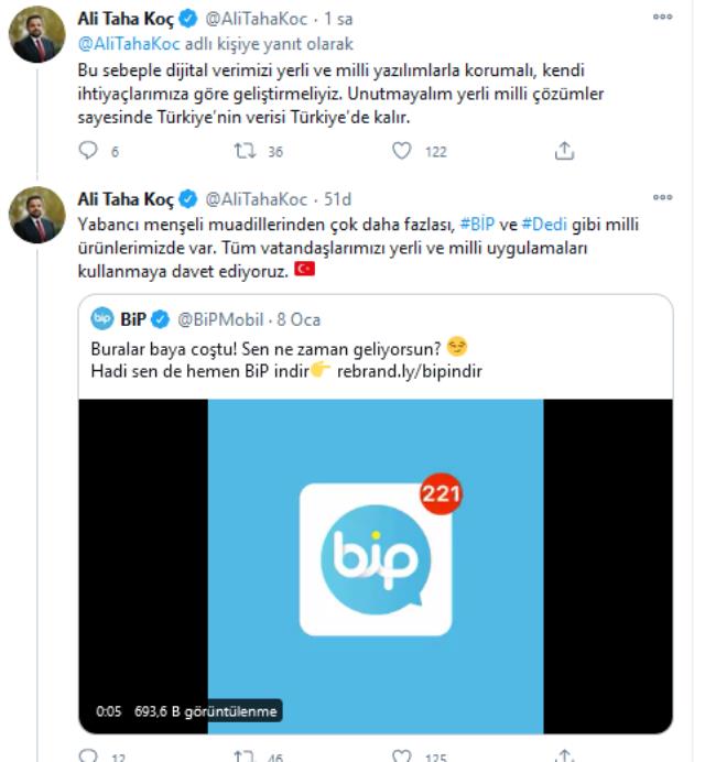 Cumhurbaşkanlığı Dijital Dönüşüm Ofisi Başkanı Koç'tan WhatsApp açıklaması: BİP ve Dedi kullanalım