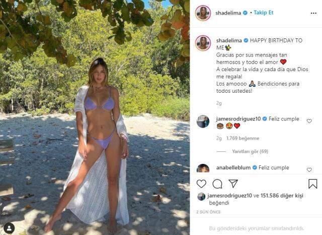 James Rodriguez's girlfriend, model Lima, celebrated her birthday with brave pose in bikini