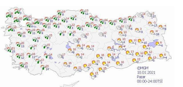 Meteoroloji'den bir il için turuncu, 9 il için sarı kodlu sağanak uyarısı