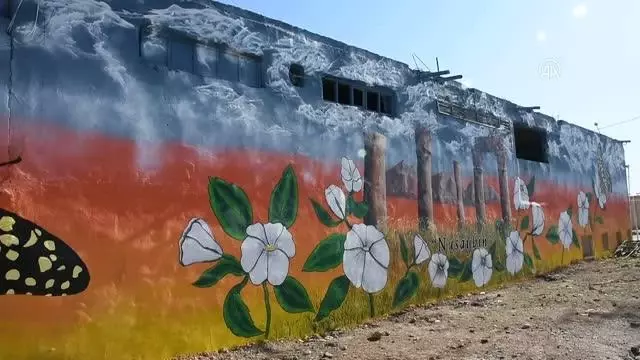 Gönüllü öğretmenler Nusaybin'de duvarları resimlerle süslüyor Gönüllü öğretmenler Nusaybin'de duvarları resimlerle süslüyor