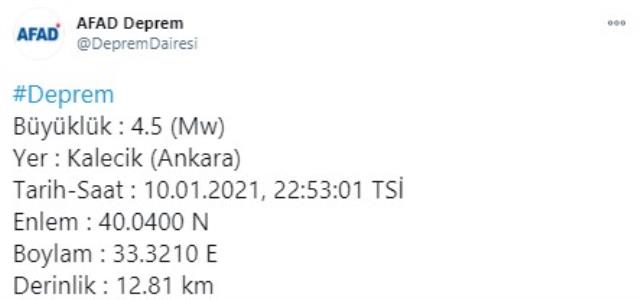 Son Dakika Ankara Da 4 5 Buyuklugunde Deprem Cevre Illerden De Hissedildi Haberler