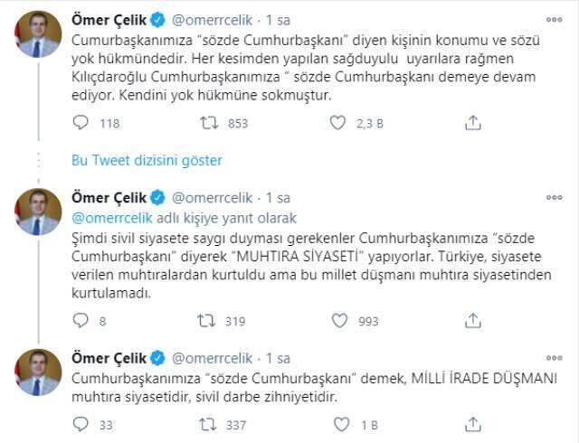 AK Parti Sözcüsü Ömer Çelik'ten Kılıçdaroğlu'na sert tepki: Konumu ve sözü yok hükmündedir AK Parti Sözcüsü Ömer Çelik'ten Kılıçdaroğlu'na sert tepki: Konumu ve sözü yok hükmündedir