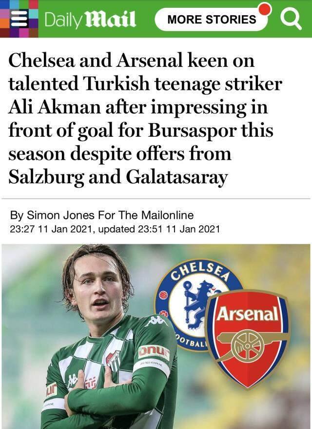 Bursasporlu Ali Akman için Chelsea ve Arsenal devreye girdi Bursasporlu Ali Akman için Chelsea ve Arsenal devreye girdi