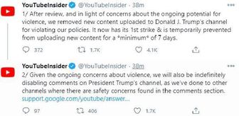 YouTube, Trump'ın hesabını en az bir hafta askıya aldı