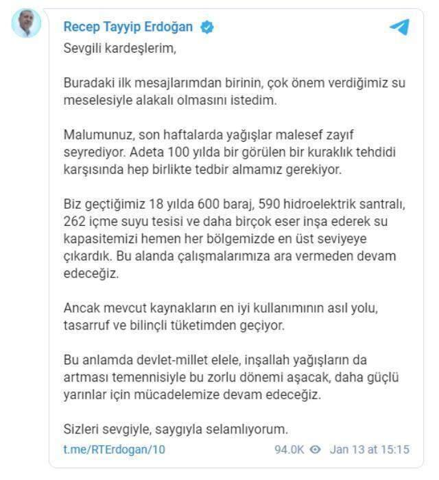 Cumhurbaşkanı Erdoğan Telegram'dan bugünkü programını paylaştı: Ülkemiz için durmadan çalışmaya devam edeceğiz