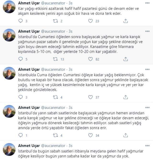 Meteoroloji'den İstanbul'da başlayan kar yağışıyla ilgili heyecanlandıran paylaşım: 10-20 santim kar geliyor