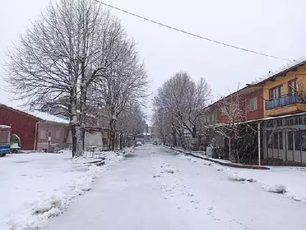 Ödemiş'e yılın ilk karı yağdı Ödemiş'e yılın ilk karı yağdı