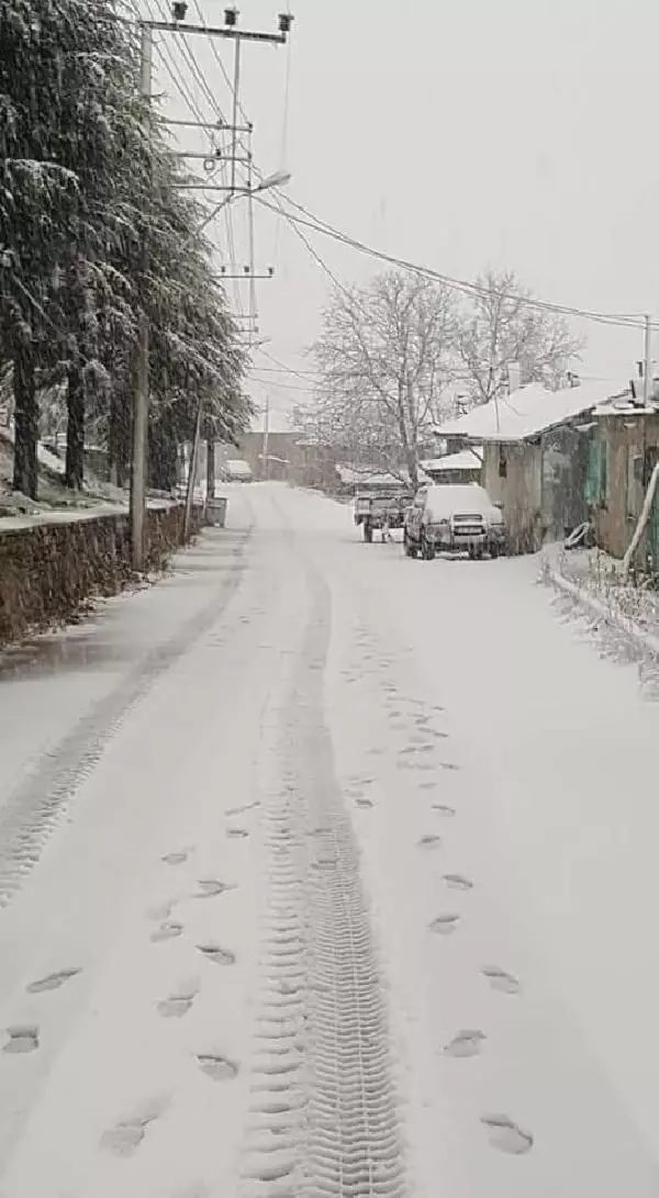 Ödemiş'e yılın ilk karı yağdı Ödemiş'e yılın ilk karı yağdı