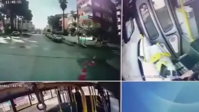 Yere yığılan kişinin yardımına halk otobüsü şoförü koştu Yere yığılan kişinin yardımına halk otobüsü şoförü koştu