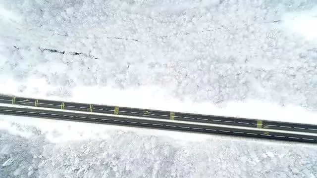 Bolu Dağı'nın kar manzarası havadan görüntülendi Bolu Dağı'nın kar manzarası havadan görüntülendi