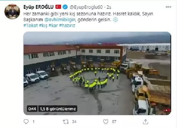 Tokat ve Sivas belediye başkanlarının sosyal medyada 'kar' diyaloğu gülümsetti Tokat ve Sivas belediye başkanlarının sosyal medyada 'kar' diyaloğu gülümsetti