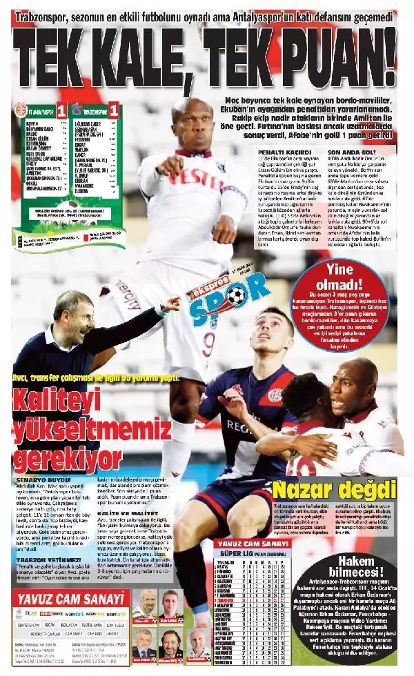 Yerel basından Trabzonspor'a '1 puan' eleştirisi Yerel basından Trabzonspor'a '1 puan' eleştirisi
