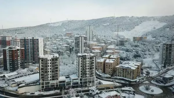 Aydos'taki eşsiz kar manzarası havadan görüntülendi Aydos'taki eşsiz kar manzarası havadan görüntülendi